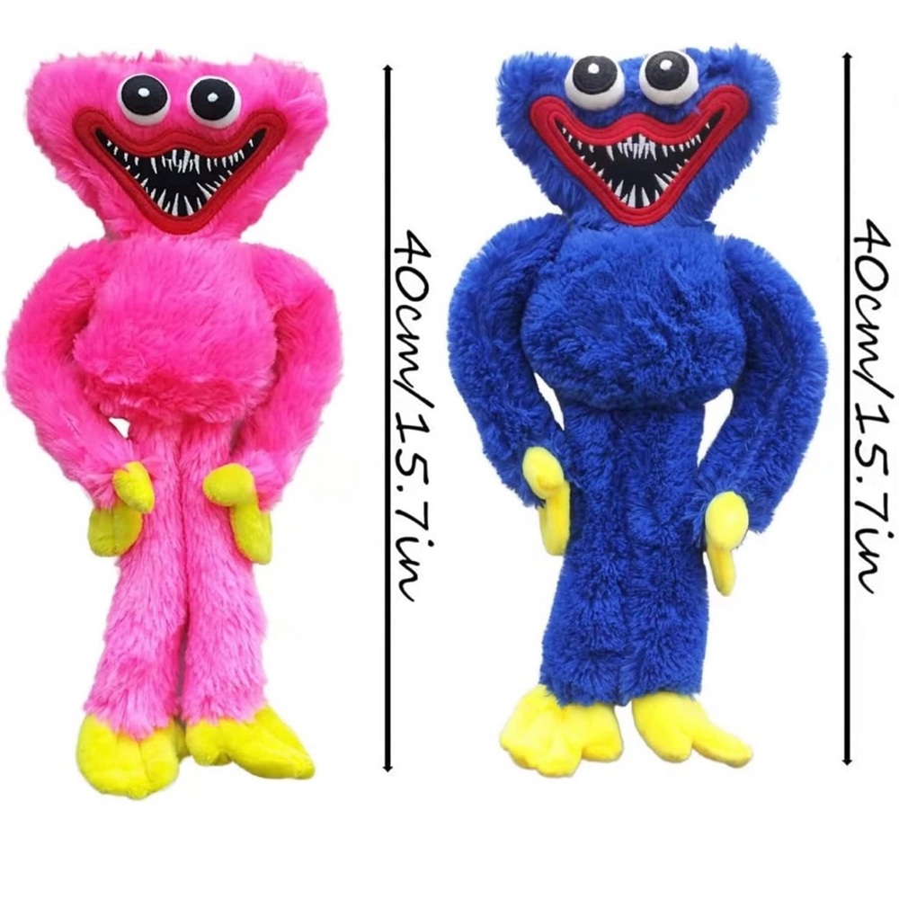15 inches huggy wuggy and missy kissy plush - blue and pink